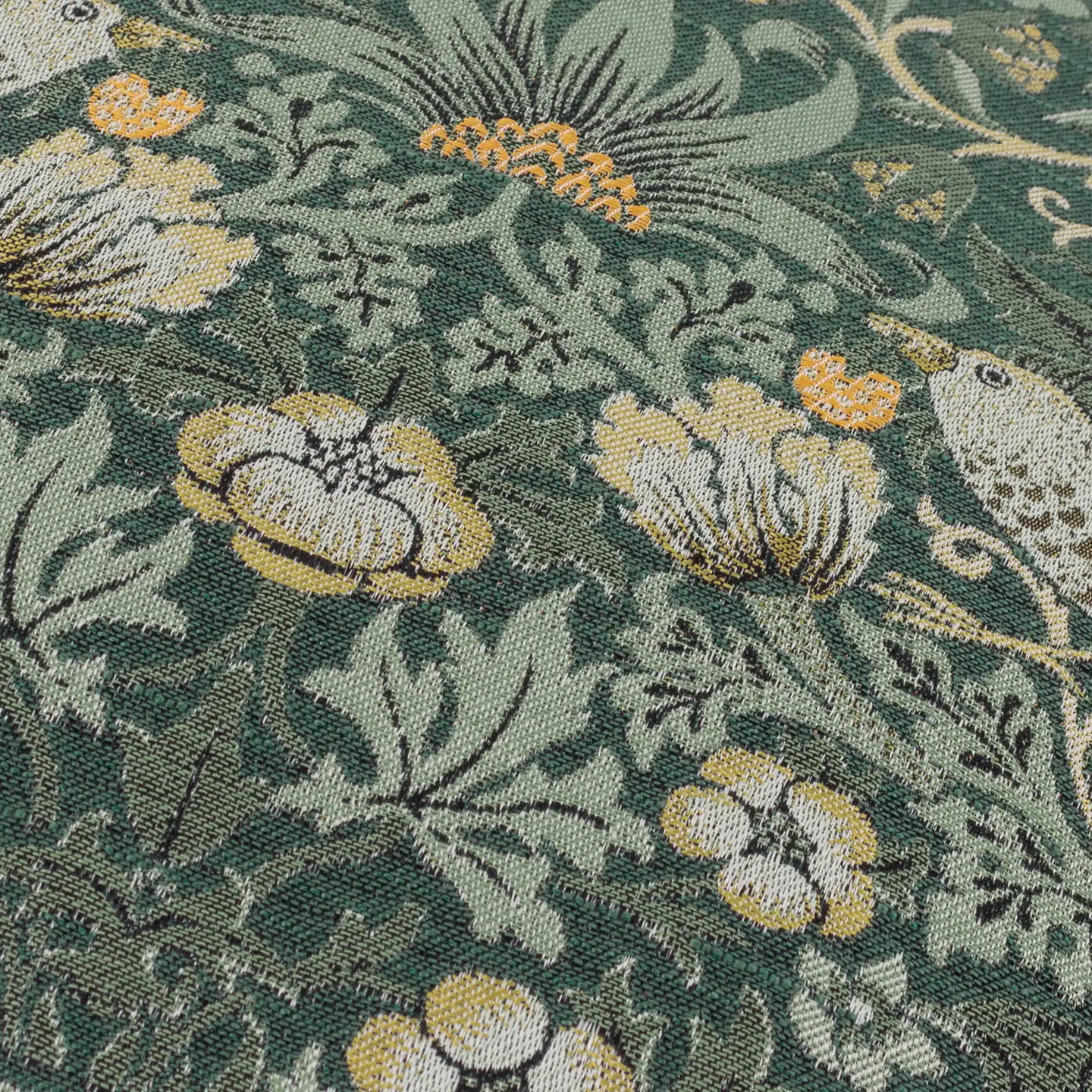 Copricuscino in Jacquard con bordo traforato "Ladro di Fragole" (William Morris), foto 2