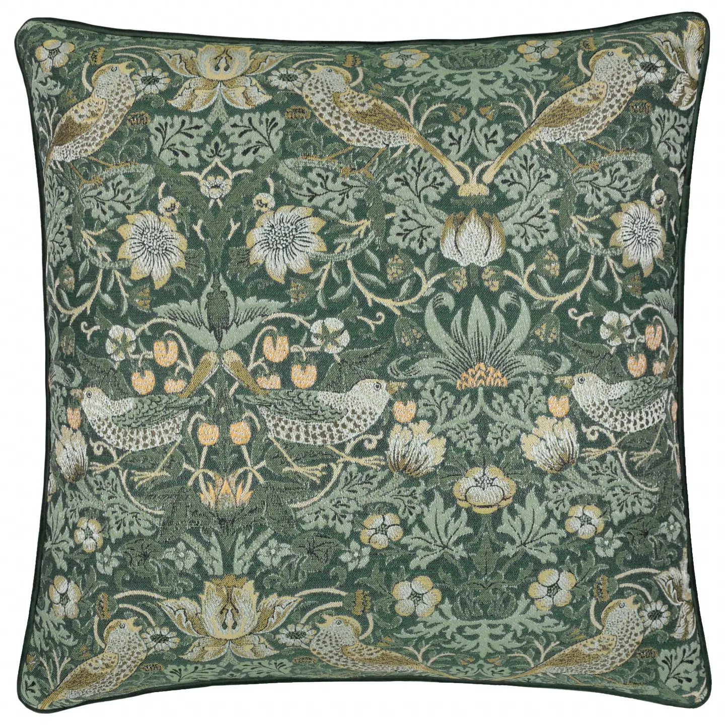 Copricuscino in Jacquard con bordo traforato "Ladro di Fragole" (William Morris), foto 3